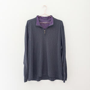 Johnston & Murphy Reversible Solid Quarter-Zip Charcoal Grey Size XL